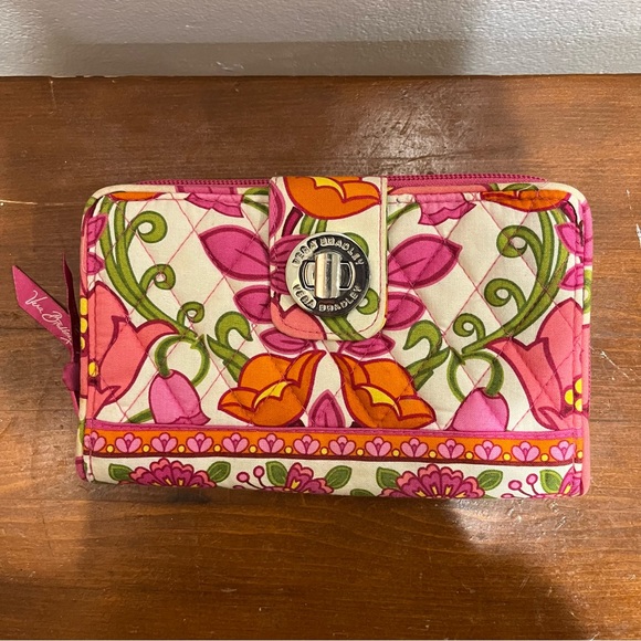Vera Bradley Tab Wallet Large in Pink and Orange Floral Print - Picture 12 of 12